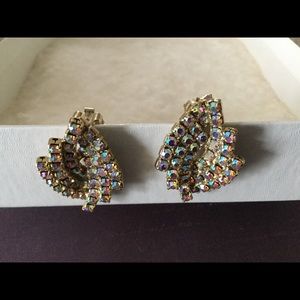 Vintage Rhinestone Clip On Earrings